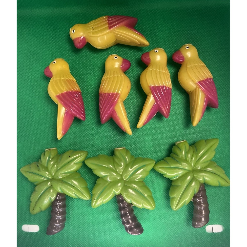 Set Of 8 Parrots (5) And Palm Trees (3) String Lights Covers Tiki  Bar Patio‎ RV